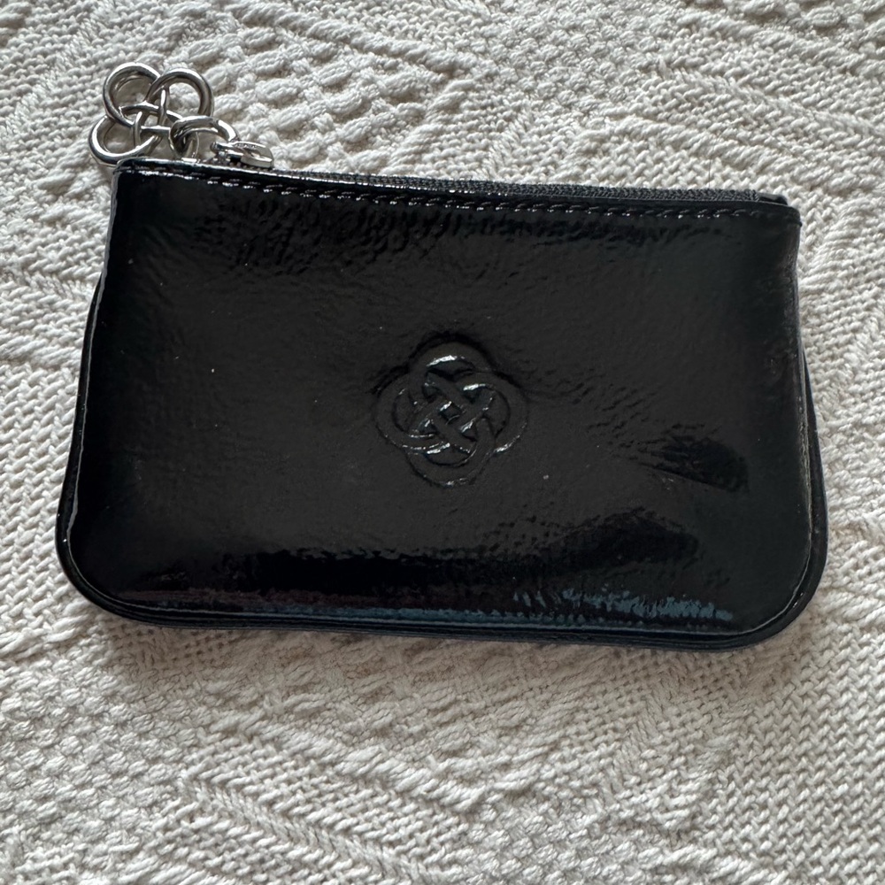 Stella & Dot Black Change Purse with Signature turquoise Lining.
